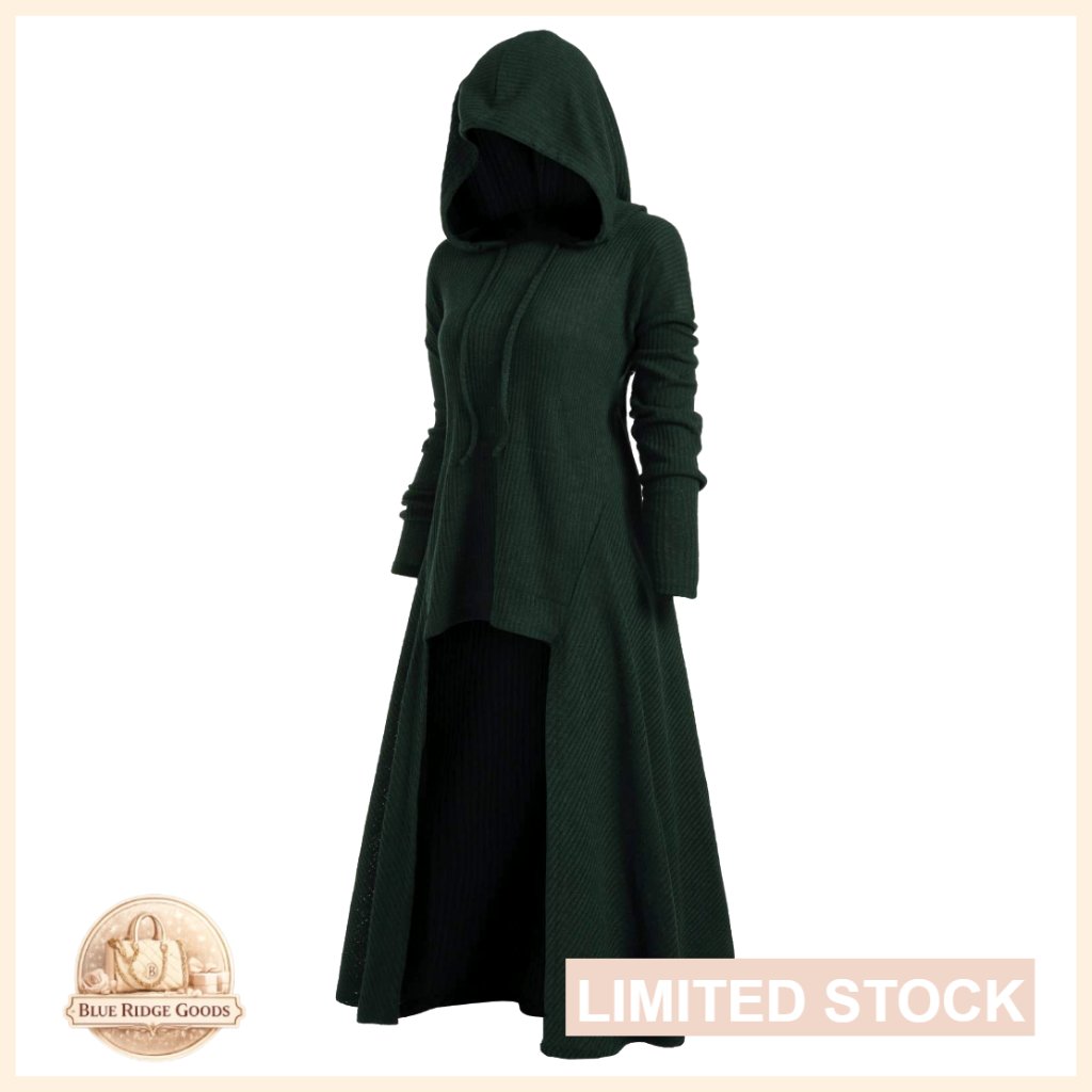 Gothic Hooded Sweater Dress High Low Drop Shoulder Longline Pullover Outfit